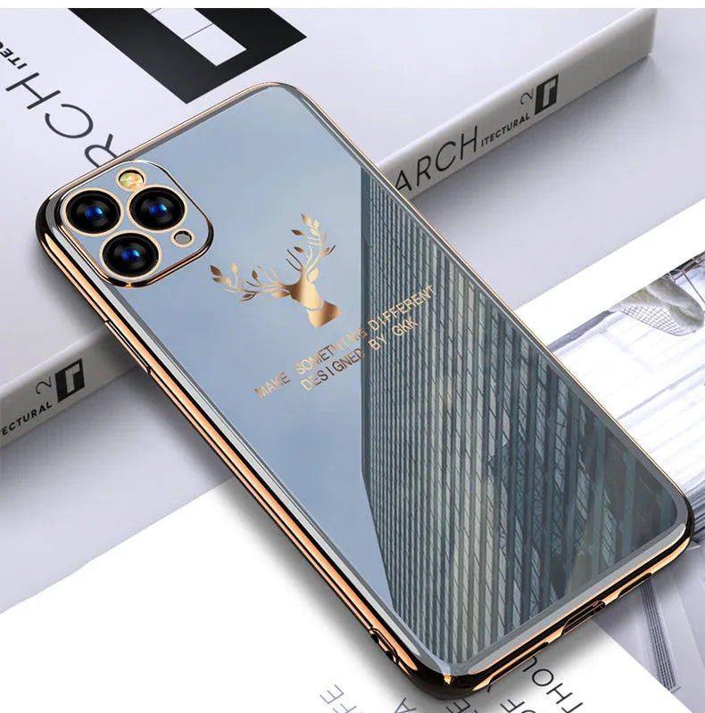 Black TPU full lens protection phone case for iPhone models on a white background.