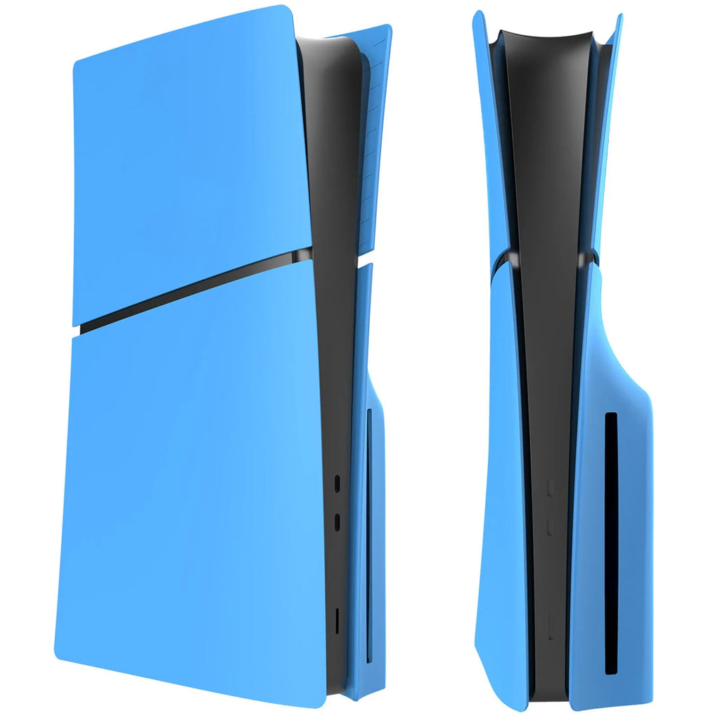 PS5 Slim replacement shell in multiple colours showing 25 x 24 x 6.5 cm dimensions and ABS plastic construction