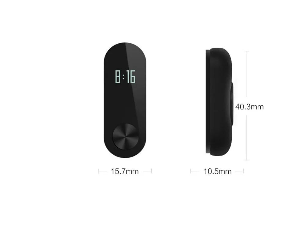 Xiaomi Mi Band 2 black smartband with OLED display on adjustable wrist strap