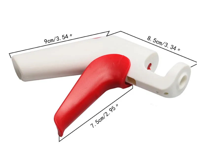 Stainless steel cherry kernel remover with 2.5cm plunger and 15cm handle on kitchen surface