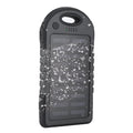 Black 4000mAh solar power bank with plastic soft case shell, measuring 143 x 75 x 15mm, for outdoor emergency charging