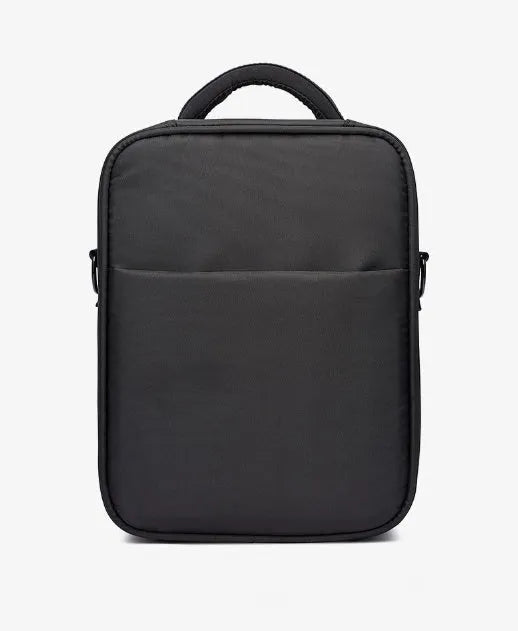Black Oxford fabric men's messenger shoulder bag shown from the front.