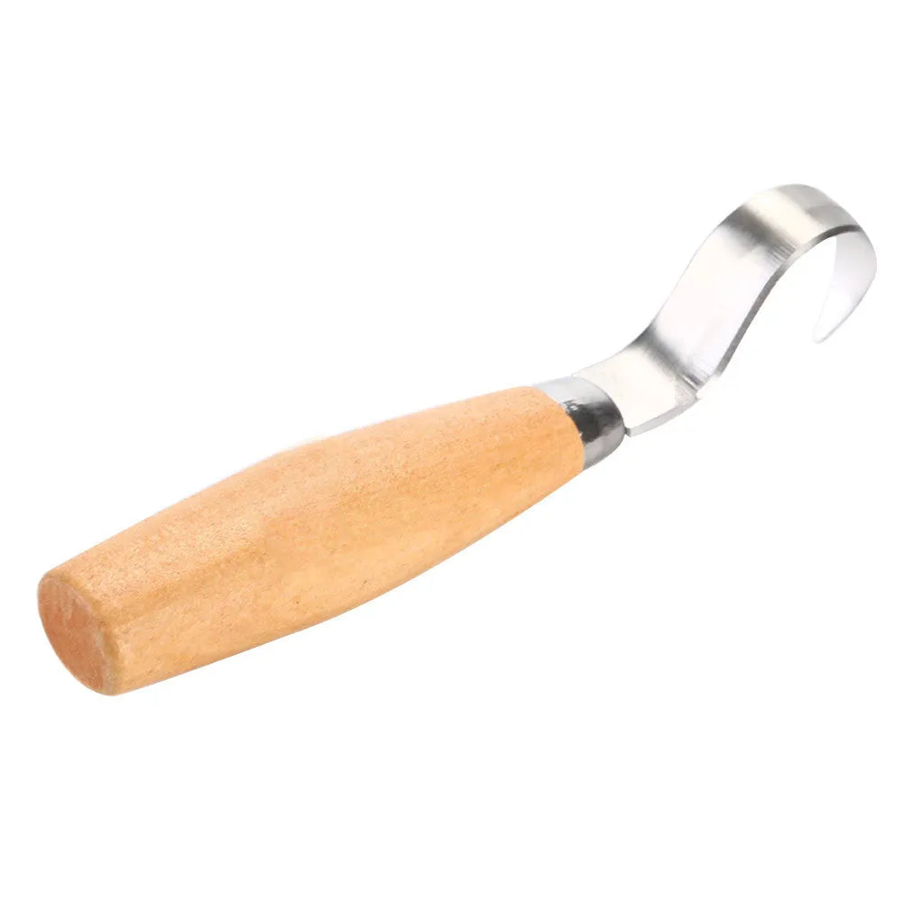 Curve carving knife with wood handle and stainless steel blade for hardwood carving