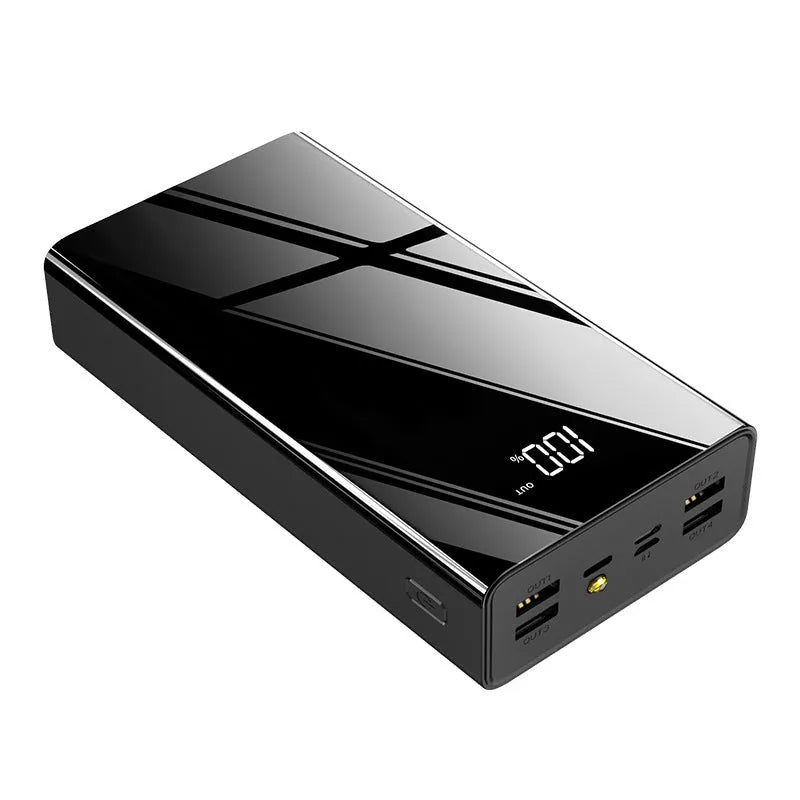 Large-capacity 40000 mAh power bank with LCD display in Chinese red or black, plastic shell