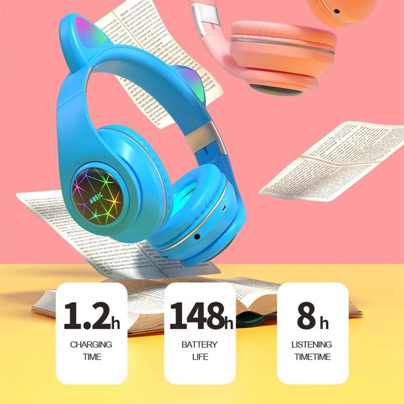 Cat ear wireless sports Bluetooth headset in various colours with head-mounted design for exercise use