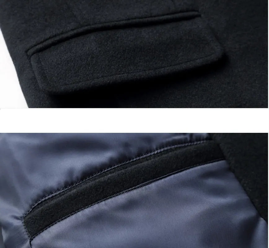 Woolen jacket in black or grey, woolen cloth outerwear available in sizes M to XXXL