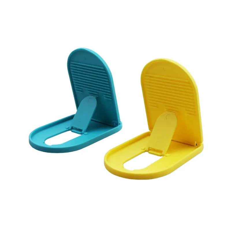 Mobile phone stand with lazy bracket design showing adjustable angles and six colour options