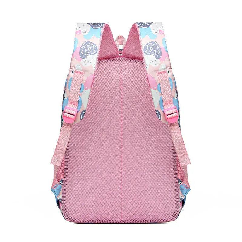 Student backpack with air pillow shoulder straps showing blue colour option and main compartment open