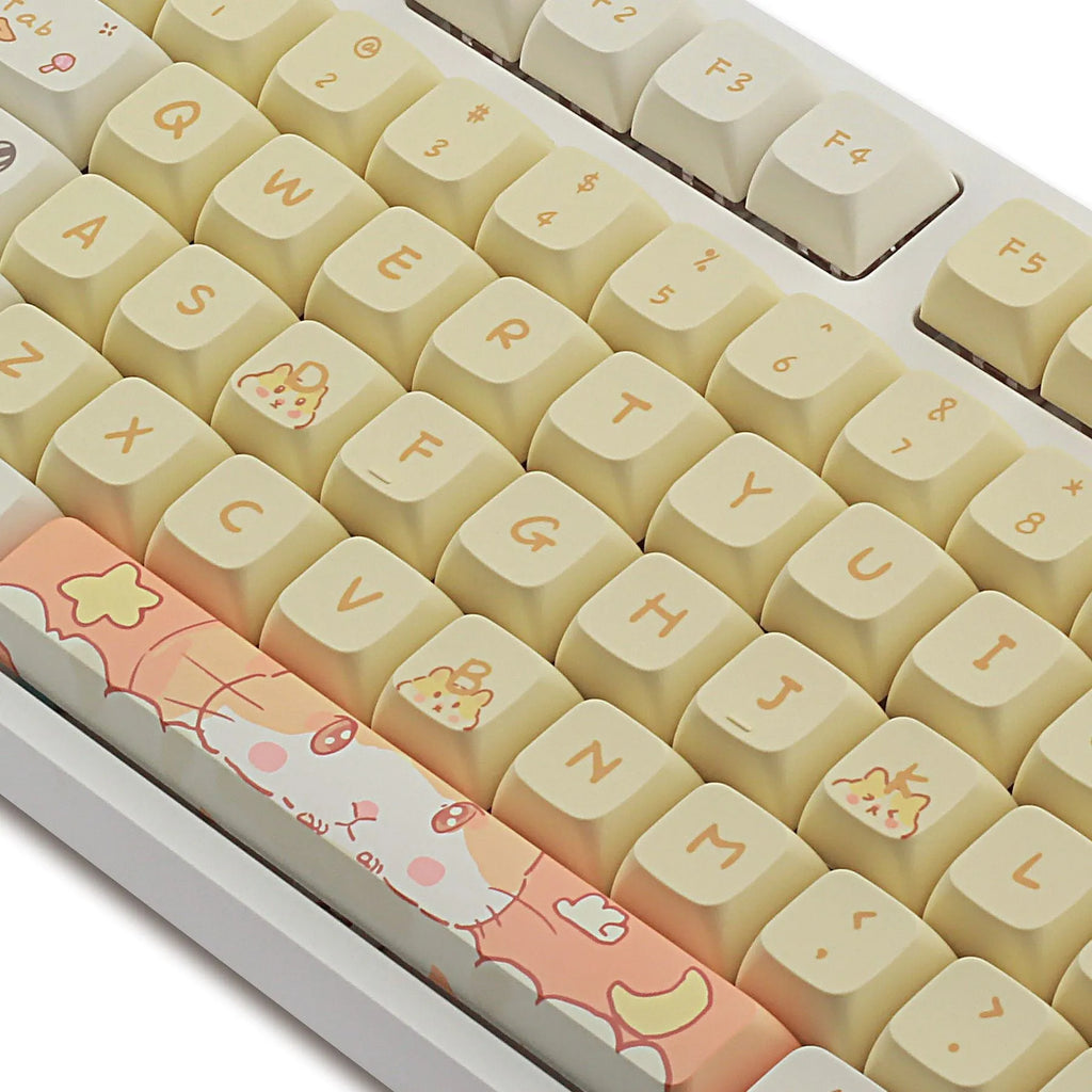 Custard-themed XDA profile keycap set for mechanical keyboards in grey and yellow colours