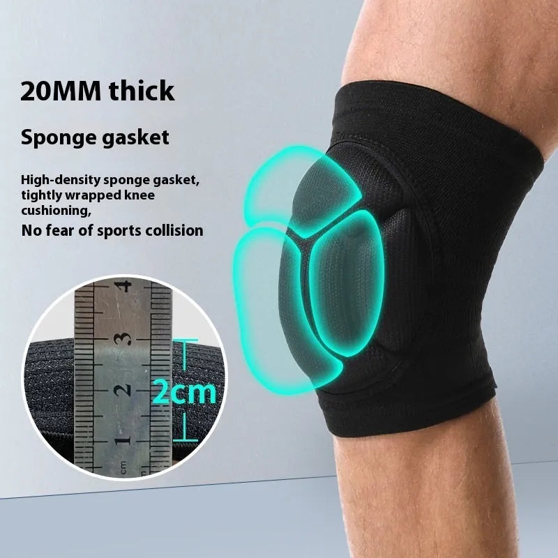 Black and blue free size knee pads with thick sponge padding for volleyball, dance, hiking protection