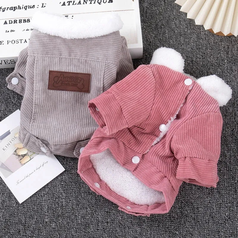 Lambswool grey dog vest with fleece padding for autumn and winter warmth