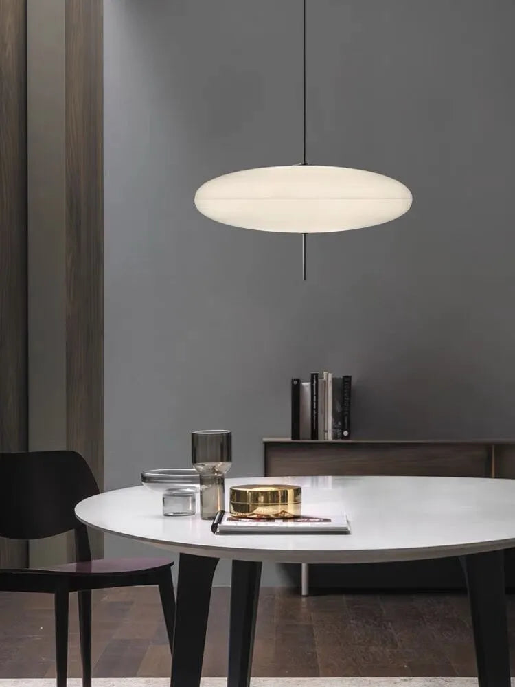 Nordic retro UFO-shaped designer chandelier ceiling light in black and white.