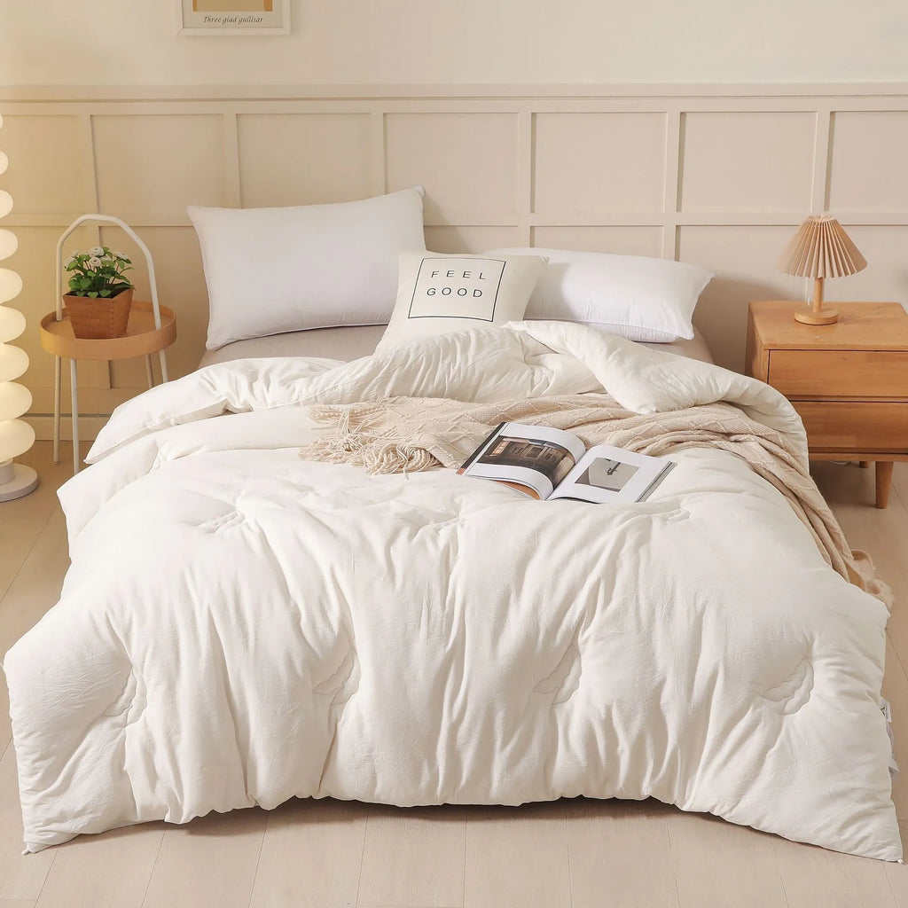Soybean fibre pure cotton quilt in grey colour showing twill weave texture and size dimensions