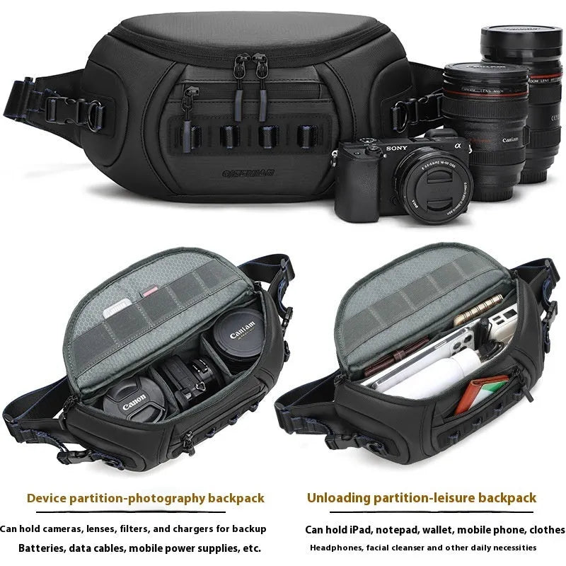 Waterproof Oxford cloth DSLR camera shoulder bag in black, grey, or green colours
