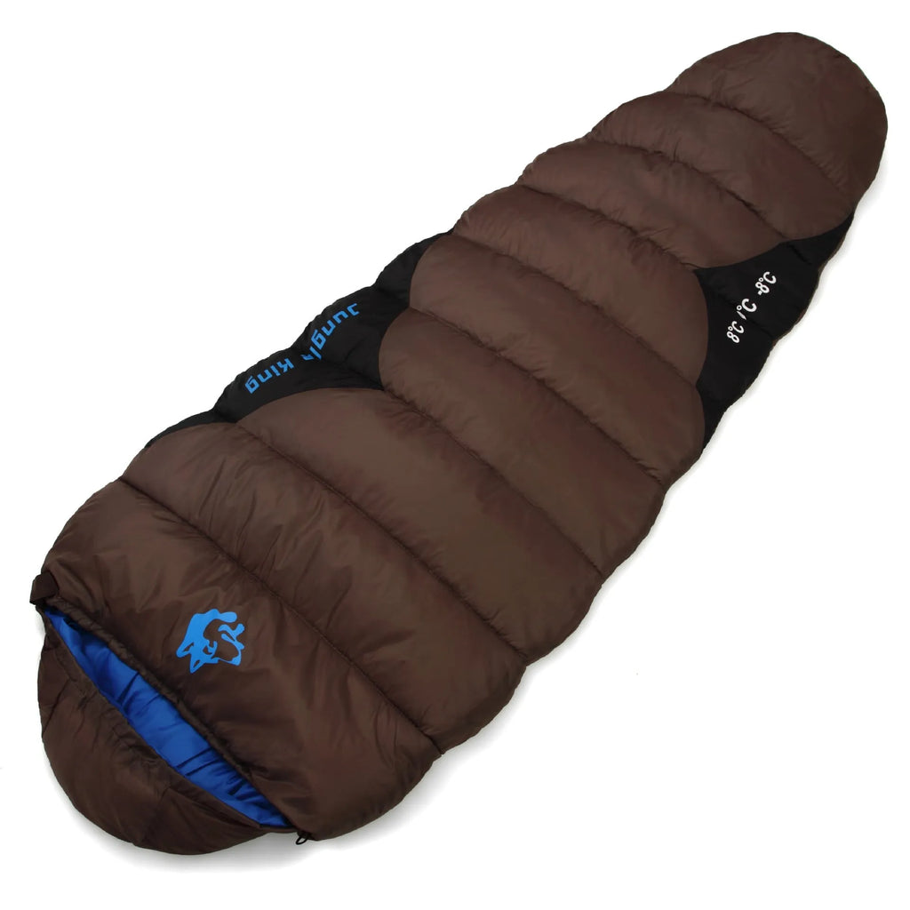 Cotton sleeping bag in army green, dimensions 230cm x 80cm x 50cm, compressed in 38cm x 26cm bag for outdoor camping