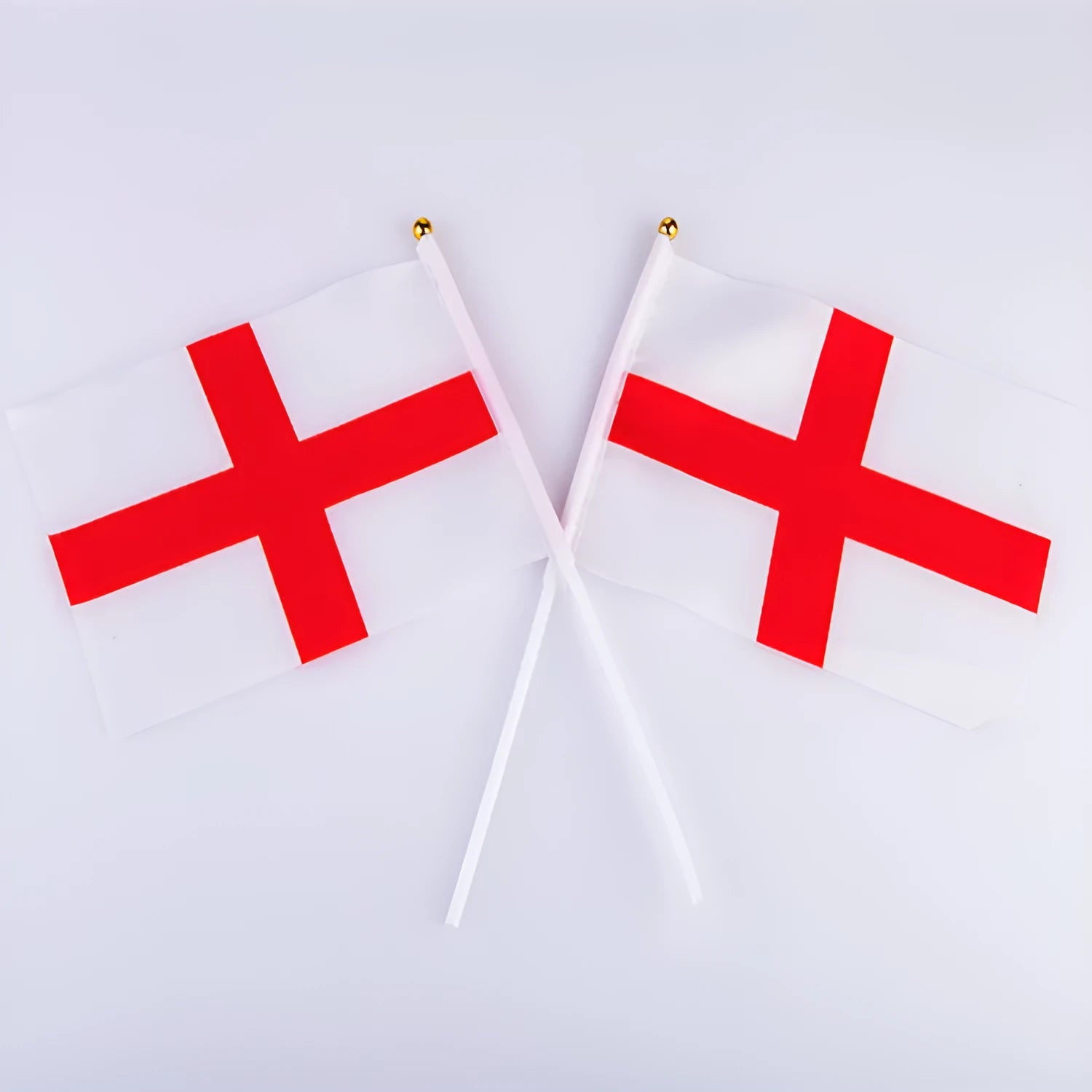 Poland national hand signal flag on a hand crank, showing red and white design, measuring 14cm by 21cm.
