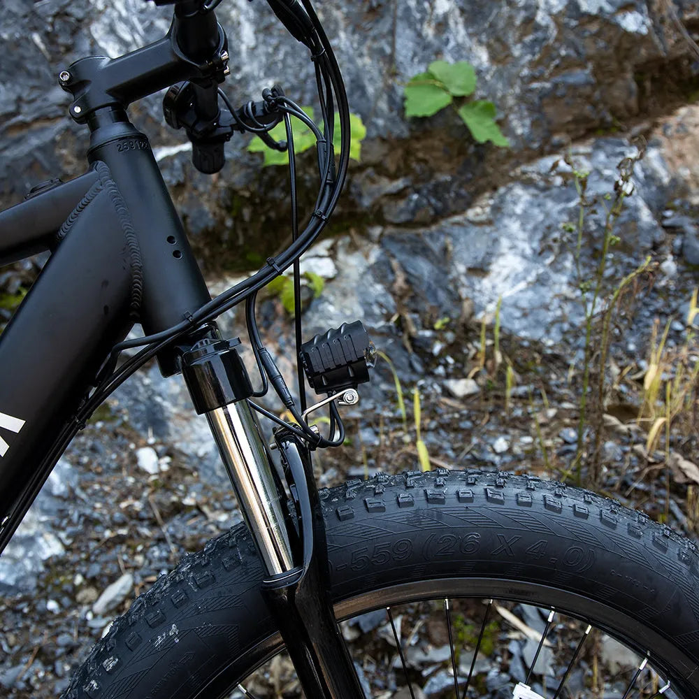 SIVROCK V1 black electric mountain bike with 26 x 4.0 inch fat tires, 1000W motor and 48V 15Ah battery