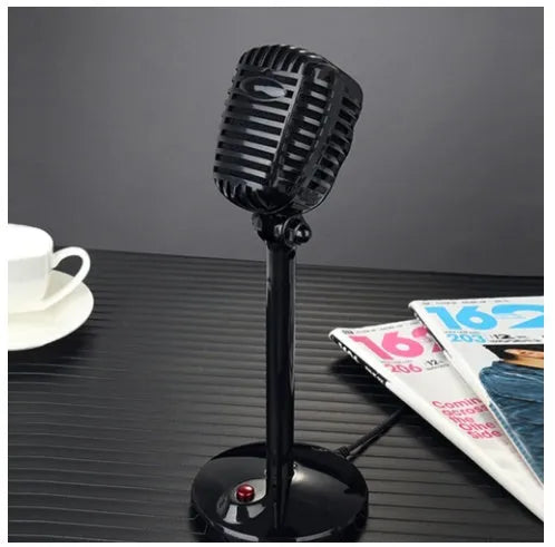 Black USB computer microphone with adjustable gooseneck on a weighted stand.
