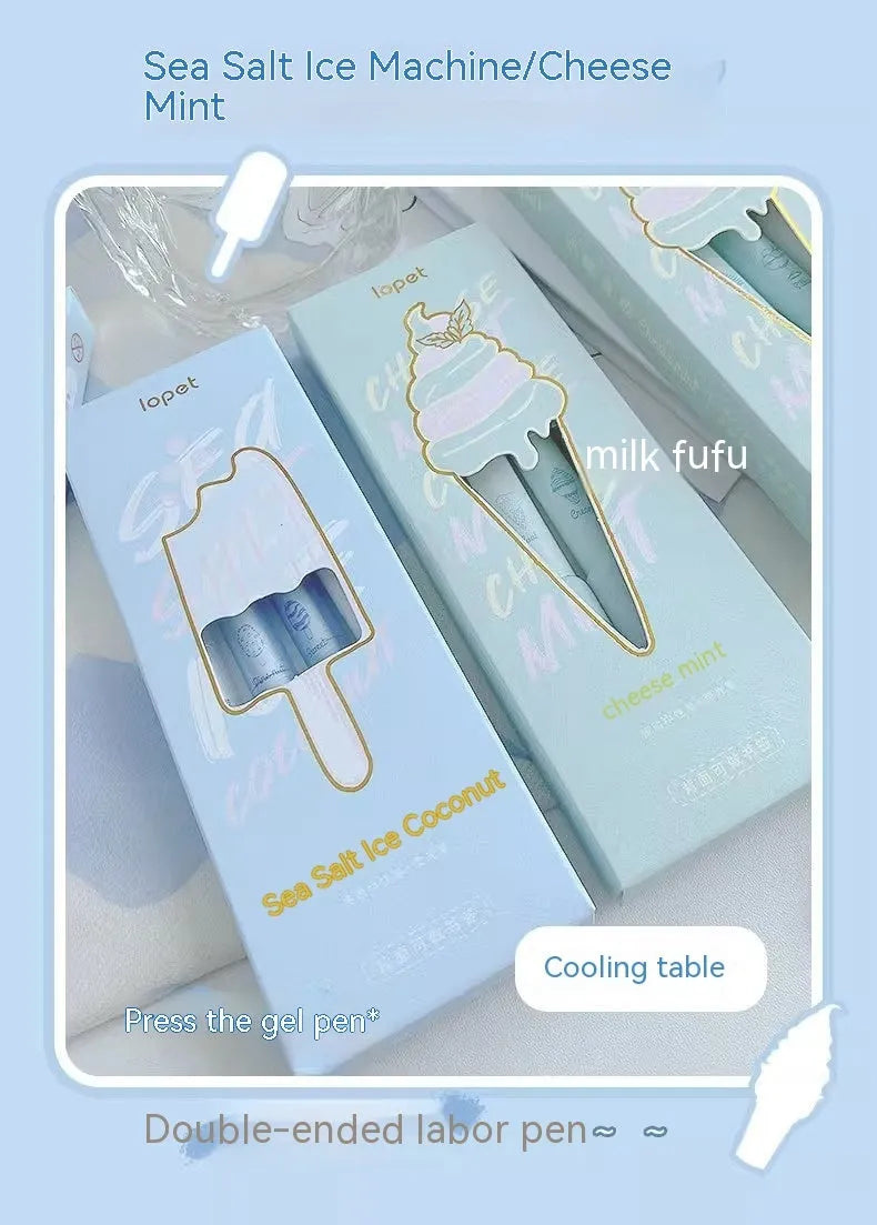 Double-headed fluorescent pen with 0.5mm plastic shell for student calligraphy practice in cheese mint and sea salt ice cup colours