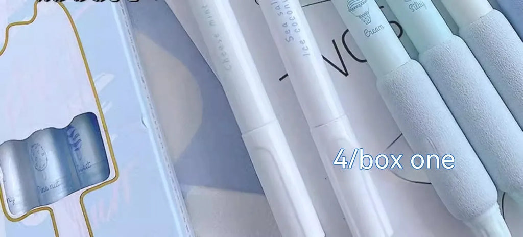 Double-headed fluorescent pen with 0.5mm plastic shell for student calligraphy practice in cheese mint and sea salt ice cup colours