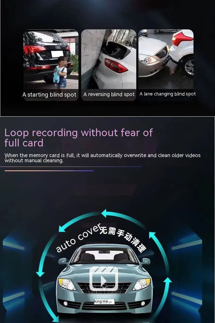 Dual-lens HD driving recorder with 3.5-inch LCD screen mounted in car