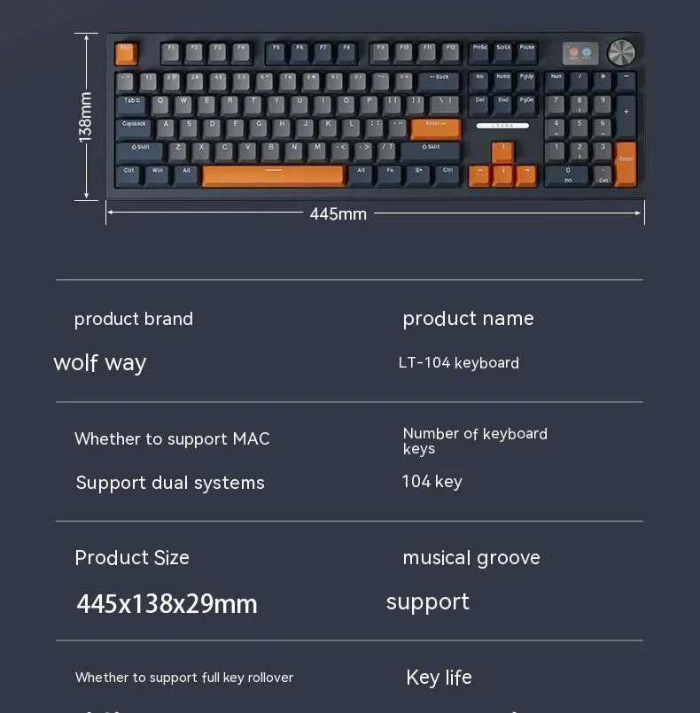 Bluetooth wireless mechanical keyboard with three connectivity modes and UK layout