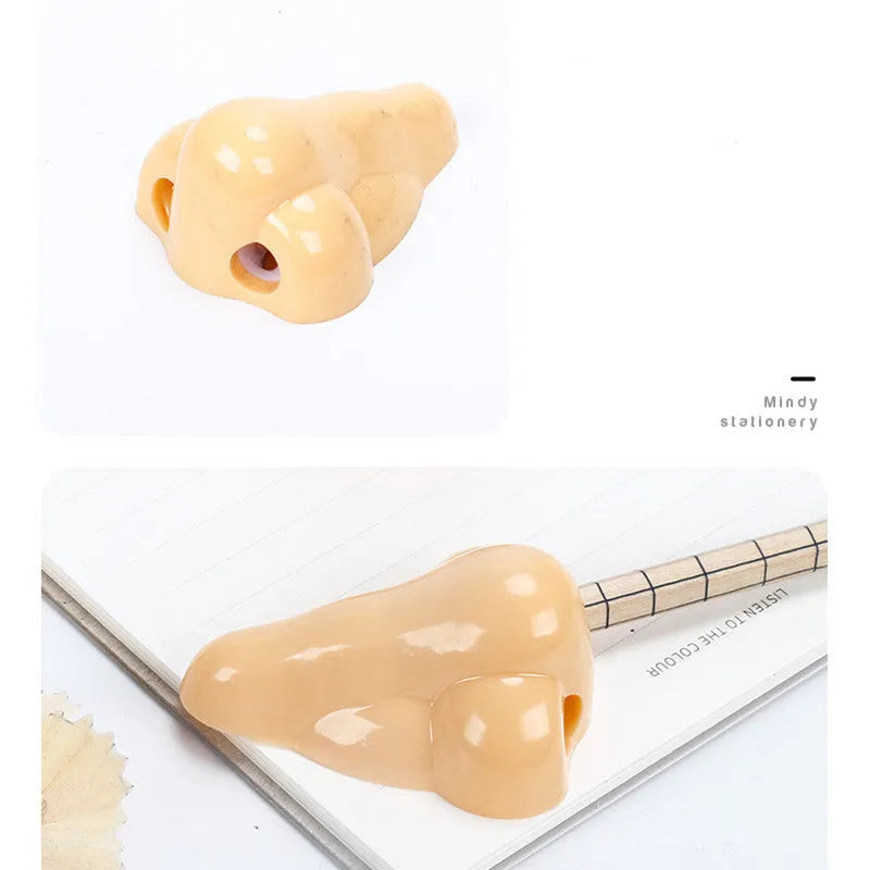 Flesh colour pencil sharpener with 58x45x30mm geometry shape and big nostril design for student stationery
