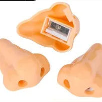 Flesh colour pencil sharpener with 58x45x30mm geometry shape and big nostril design for student stationery