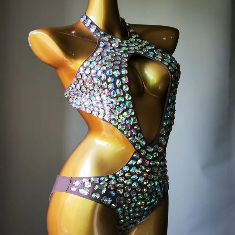 Women's one-piece mesh diamond swimsuit in black, light green, Army Green, or Brown with nylon fabric and polyester lining