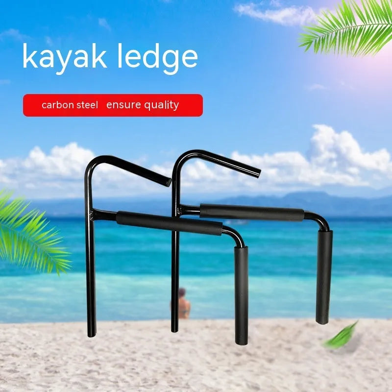 Carbon steel kayak wall hanger measuring 43cm by 38cm for storing kayaks and surfboards on a wall