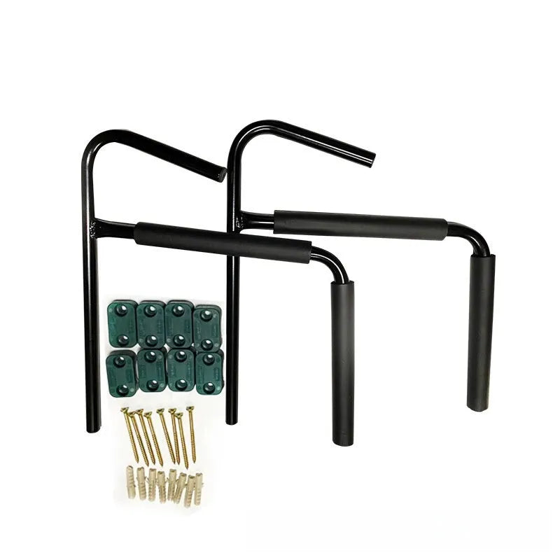 Carbon steel kayak wall hanger measuring 43cm by 38cm for storing kayaks and surfboards on a wall