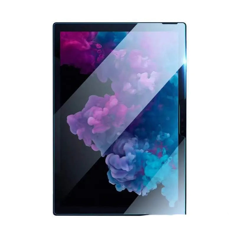 Tempered glass screen protector for Microsoft Surface tablet showing HD clarity and precise edge fit