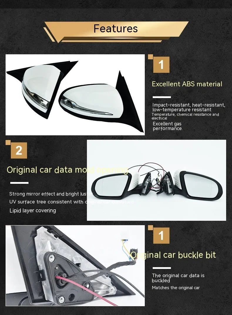 Mercedes-Benz C-Class W205 rearview mirror assembly replacement part with ABS construction
