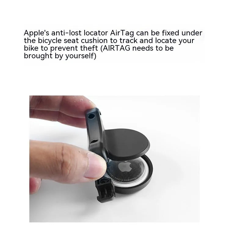 Matte black ABS bicycle tracker bracket with anti-theft bolts for seat post mounting