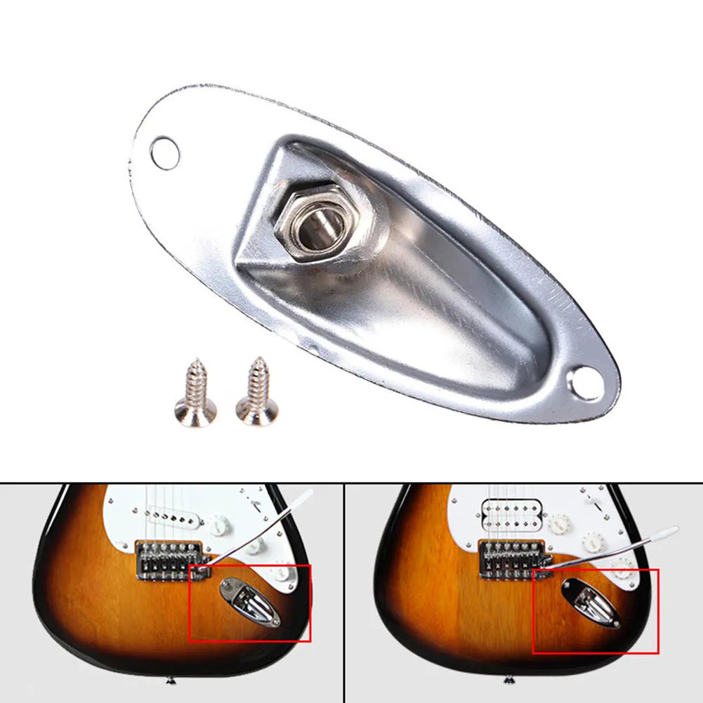 Black and silver alloy electric guitar output jack socket for 6.35mm plug