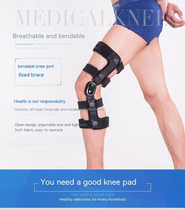 Black anterior ligament knee pad with adjustable straps, showing brushed cloth interior and sandwich fabric construction