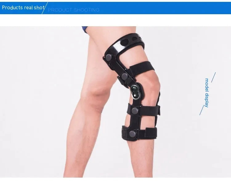 Black anterior ligament knee pad with adjustable straps, showing brushed cloth interior and sandwich fabric construction