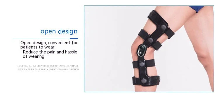 Black anterior ligament knee pad with adjustable straps, showing brushed cloth interior and sandwich fabric construction