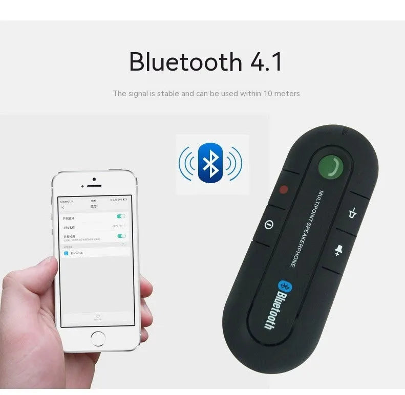 Vehicle-mounted Bluetooth handsfree sun visor kit in black, blue, or red with car charger and cable