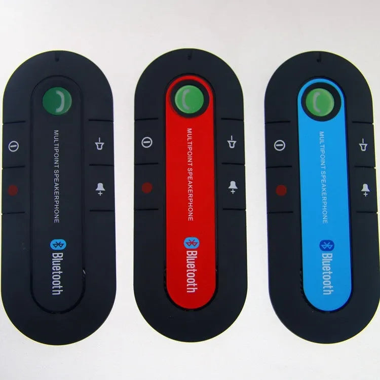 Vehicle-mounted Bluetooth handsfree sun visor kit in black, blue, or red with car charger and cable