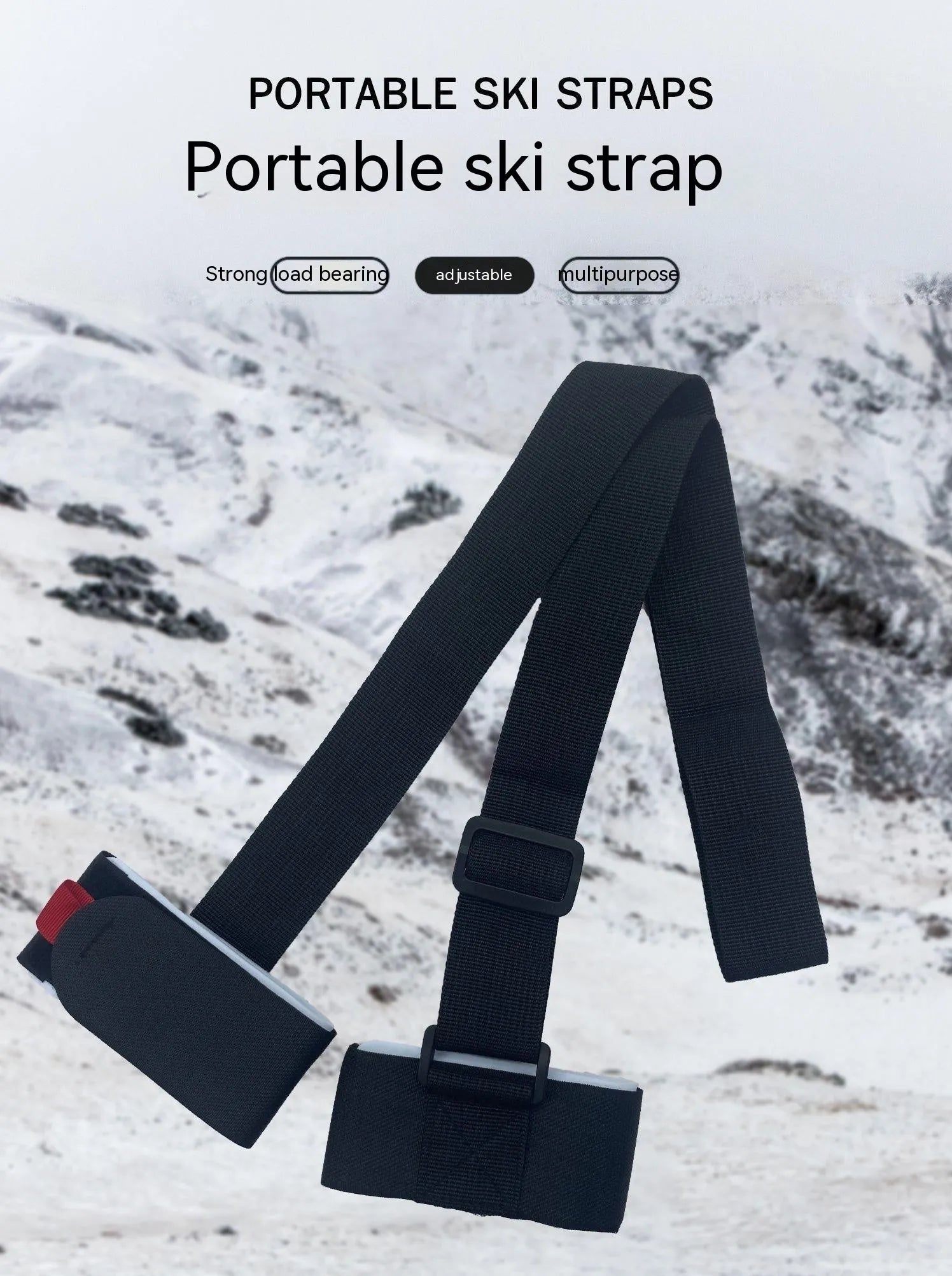 Fixed sewing skiing bandage with adjustable hook-and-loop strap in black, blue, pink, or red