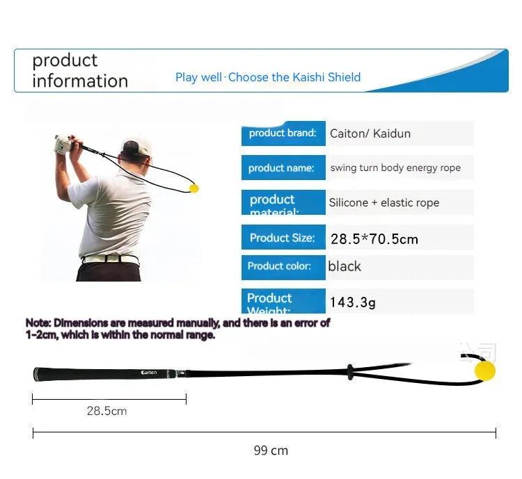 Black silicone elastic golf swing trainer for physical correction action practice
