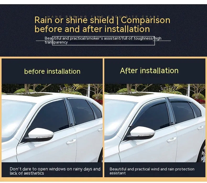 4-piece PVC rain visor set for Jeep Wrangler side windows, 07-21 models