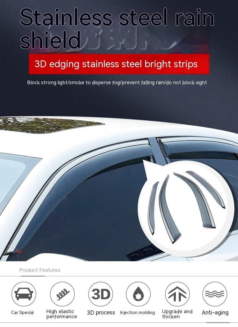 4-piece PVC rain visor set for Jeep Wrangler side windows, 07-21 models