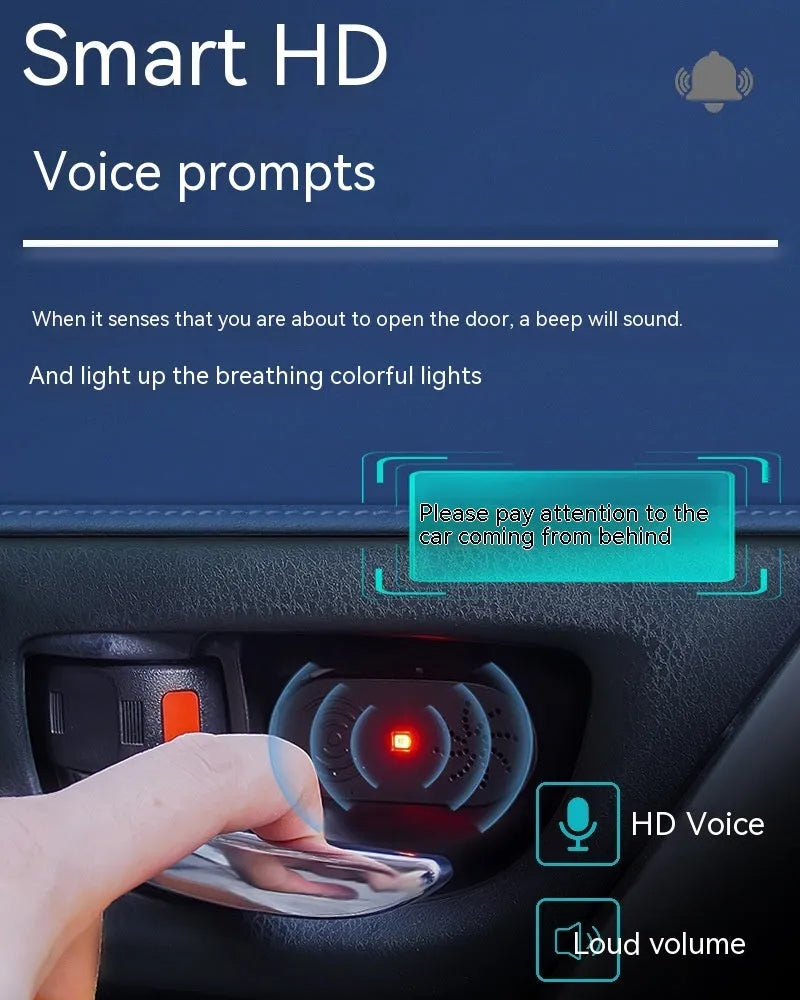 Black ABS plastic car door reminder with infrared sensor for vehicle security alarm.