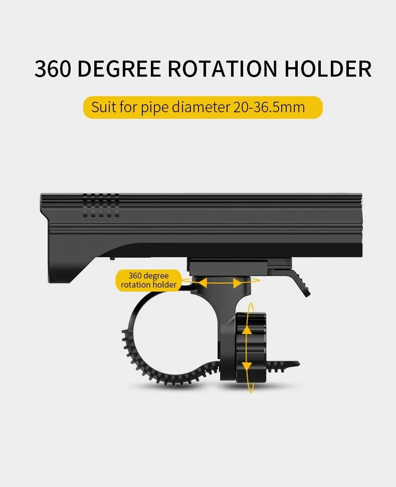 KX12DF black bicycle headlight with digital display on aluminium alloy barrel showing battery percentage