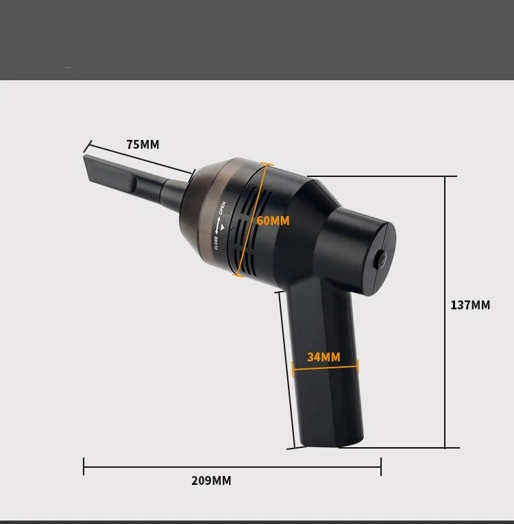Black handheld mini vacuum cleaner for desktop and keyboard cleaning