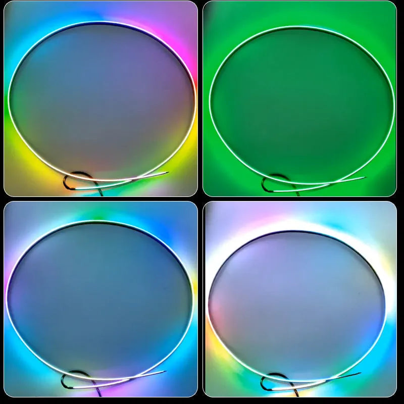 Car interior LED ambient lighting strip with remote control and USB connection