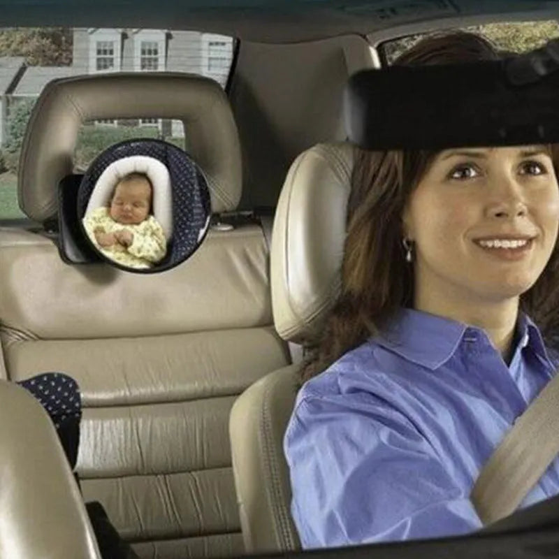 Black baby safety seat rearview mirror with adjustable strap for cars