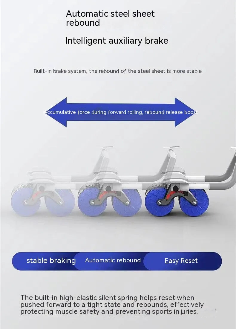 Automatic rebound abdominal exercise wheel with lock edge yoga mat for core workouts